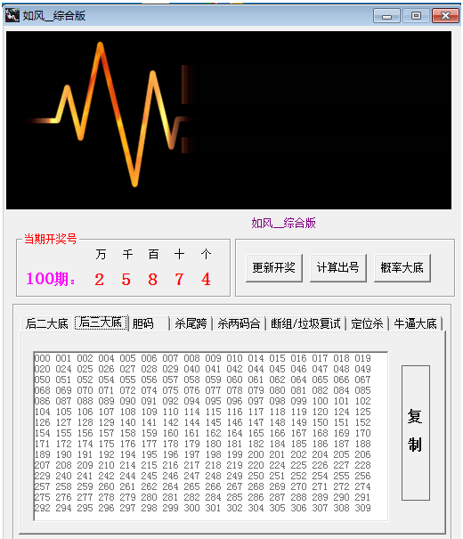 如风时时彩综合条件做号预测预测工具